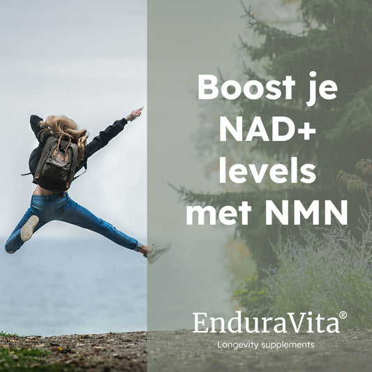 Banner för produkter med NAD+ boosterfoto och slogan