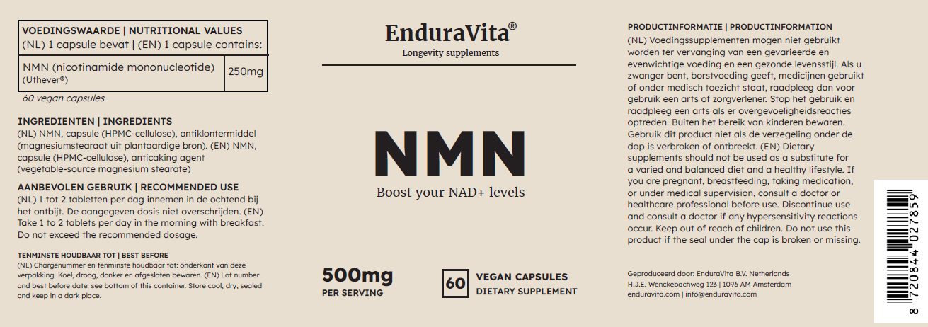 NMN 60x250 mg - 99,8 % renhet