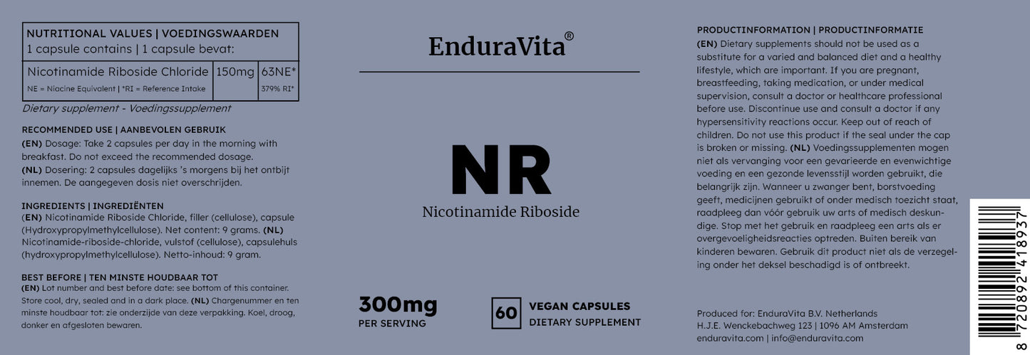Nikotinamid Ribosid tilskudd 60x150mg